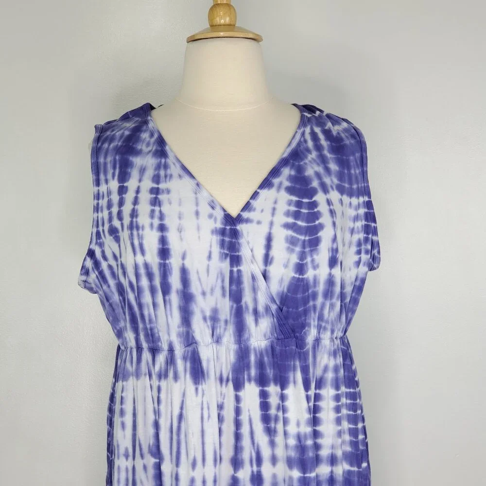 Catherines Tie Dye Sleeveless Pullover V-Neck Dress NEW NWT Size 2X, 22/24W - Picture 2 of 16